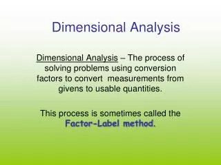 Dimensional Analysis