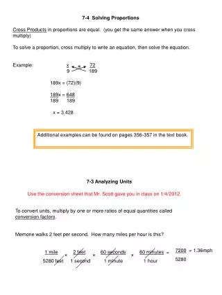 7-4 Solving Proportions