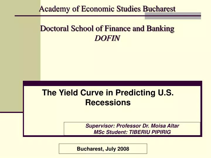 academy of economic studies bucharest doctoral school of finance and banking dofin