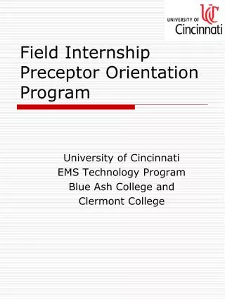 field internship preceptor orientation program