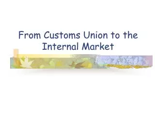 From Customs Union to the Internal Market