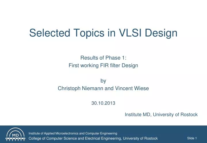 selected topics in vlsi design
