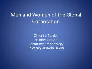 Men and Women of the Global Corporation
