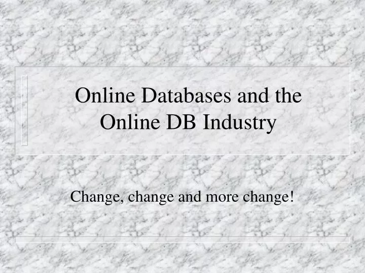 online databases and the online db industry