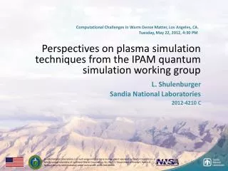 Perspectives on plasma simulation techniques from the IPAM quantum simulation working group