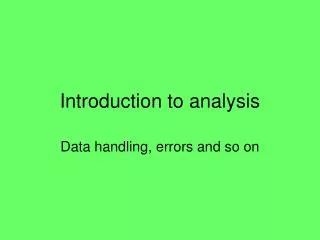 Introduction to analysis