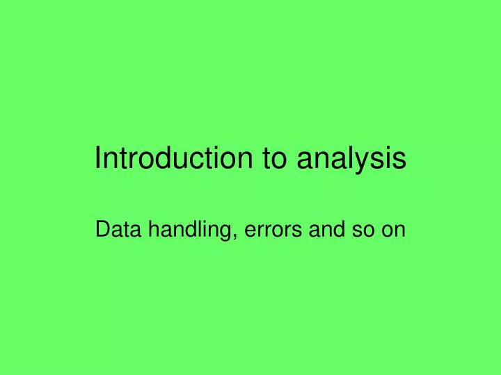 introduction to analysis