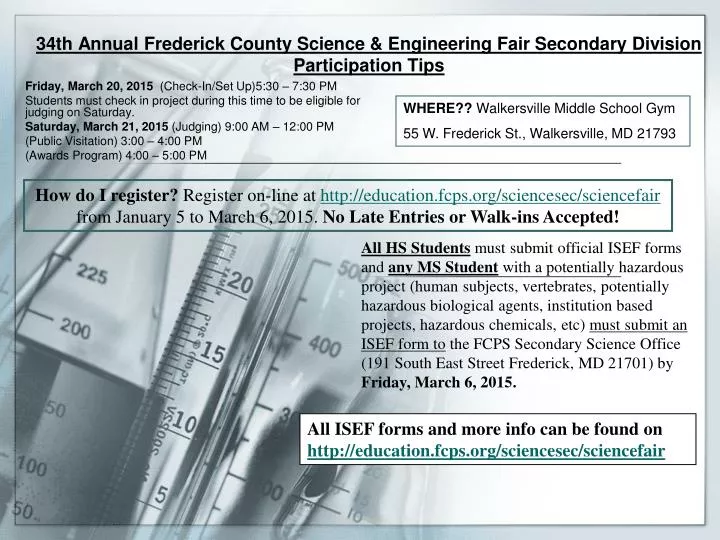 34th annual frederick county science engineering fair secondary division participation tips