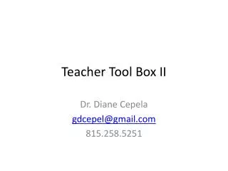 Teacher Tool Box II