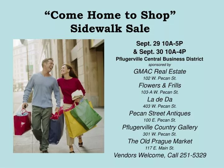 come home to shop sidewalk sale