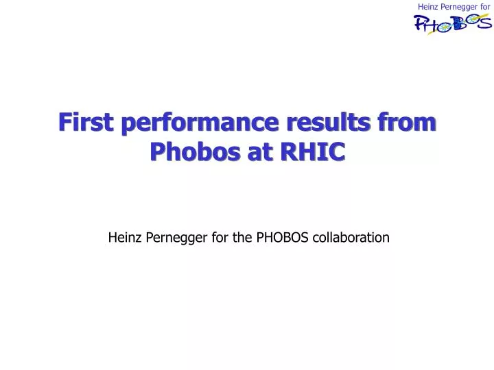 first performance results from phobos at rhic