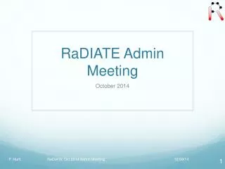 RaDIATE Admin Meeting