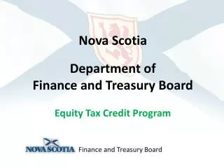 Nova Scotia Department of Finance and Treasury Board Equity Tax Credit Program