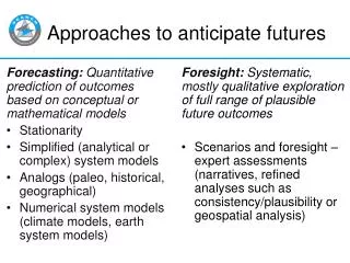 Approaches to anticipate futures