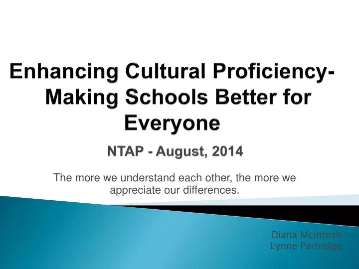 enhancing cultural proficiency making schools better for everyone ntap august 2014
