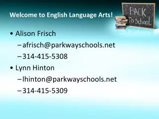 Welcome to English Language Arts!
