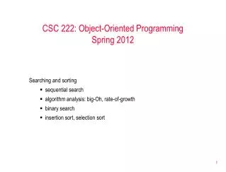 CSC 222: Object-Oriented Programming Spring 2012