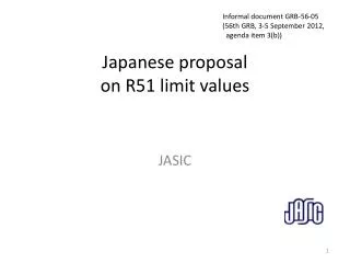 Japanese proposal on R51 limit values
