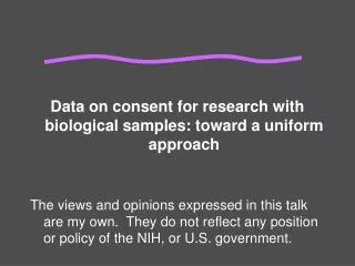 Data on consent for research with biological samples: toward a uniform approach