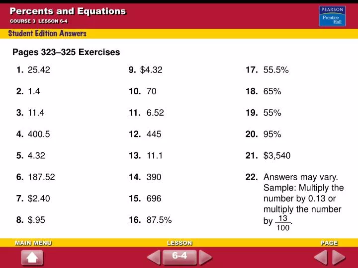 percents and equations