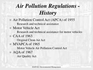 Air Pollution Regulations - History