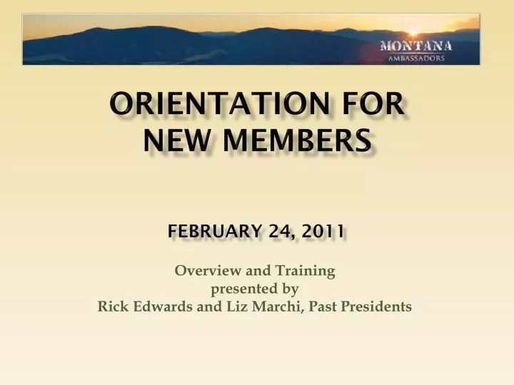 orientation for new members february 24 2011