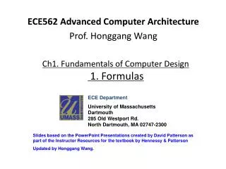 Ch1. Fundamentals of Computer Design 1. Formulas