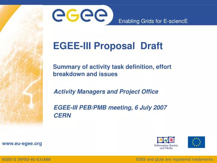 egee iii proposal draft summary of activity task definition effort breakdown and issues
