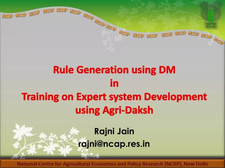 rule generation using dm in training on expert system development using agri daksh