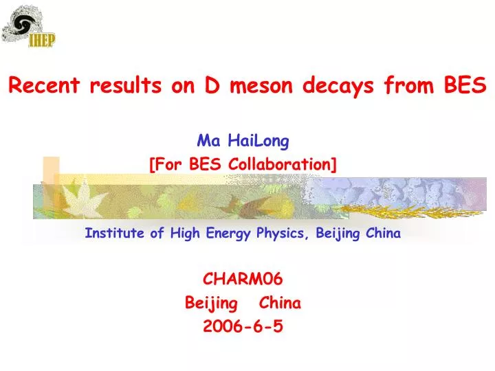 recent results on d meson decays from bes