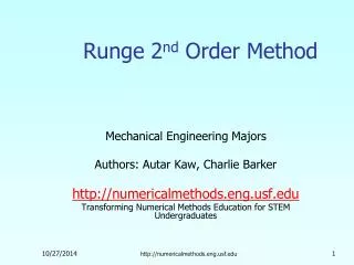 Runge 2 nd Order Method