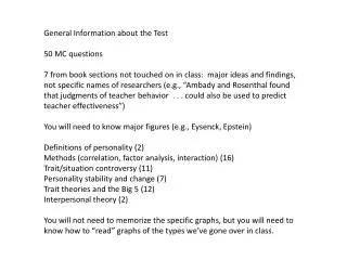 General Information about the Test 50 MC questions