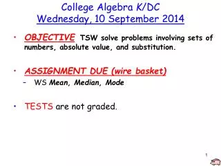 college algebra k dc wednesday 10 september 2014