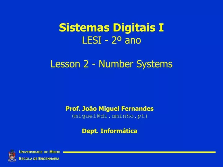 sistemas digitais i lesi 2 ano lesson 2 number systems