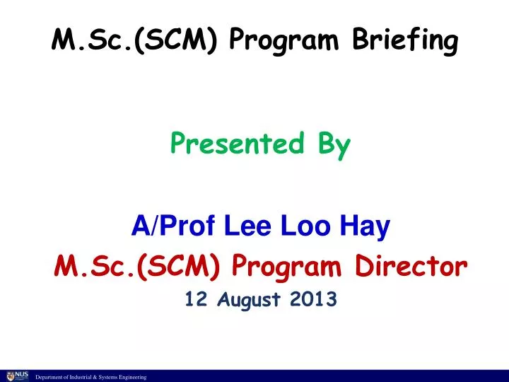 m sc scm program briefing