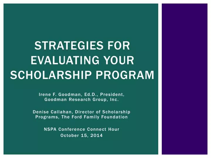 strategies for evaluating your scholarship program