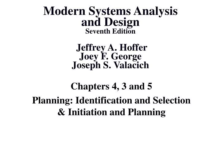 chapters 4 3 and 5 planning identification and selection initiation and planning