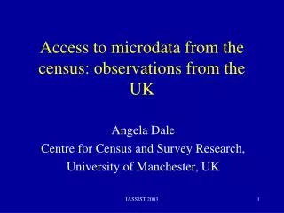 Access to microdata from the census: observations from the UK