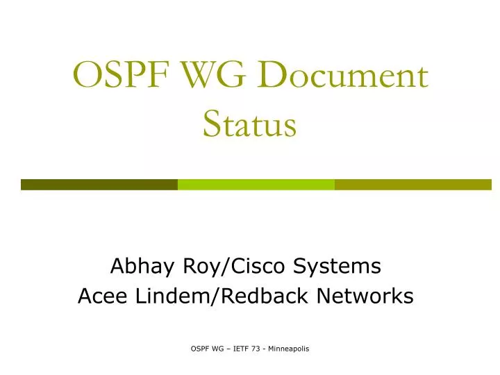 ospf wg document status