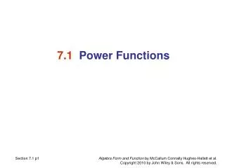 7.1 Power Functions