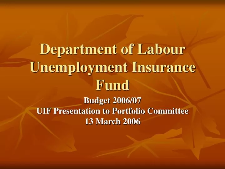 department of labour unemployment insurance fund