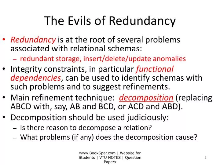 the evils of redundancy