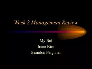 Week 2 Management Review