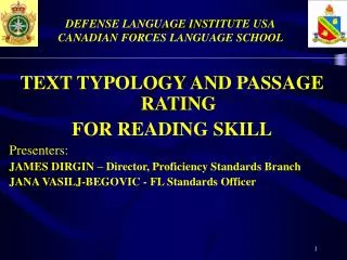 DEFENSE LANGUAGE INSTITUTE USA CANADIAN FORCES LANGUAGE SCHOOL