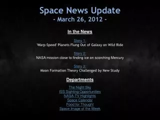 Space News Update - March 26, 2012 -