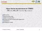 Open Charm Measurement in CERES: Exploring Quark-Gluon Plasma and Charm Quark Dynamics - slide 1