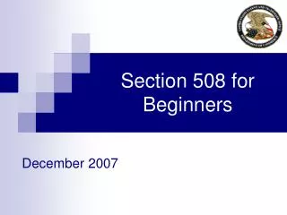 Section 508 for Beginners