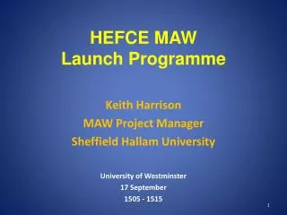 HEFCE MAW Launch Programme