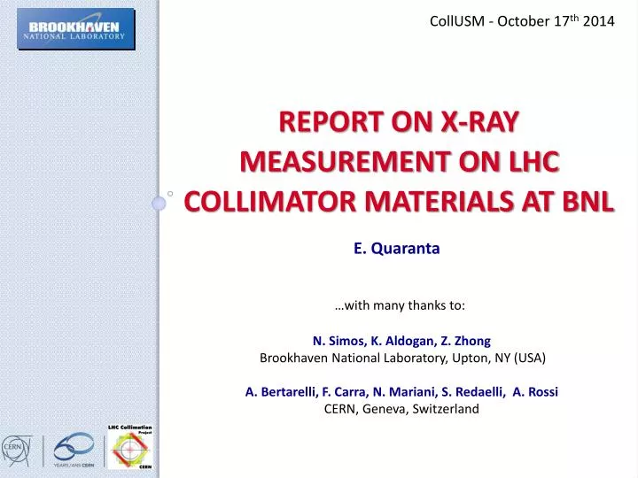 report on x ray measurement on lhc collimator materials at bnl