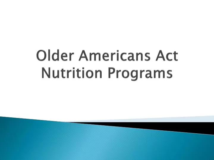 older americans act nutrition programs